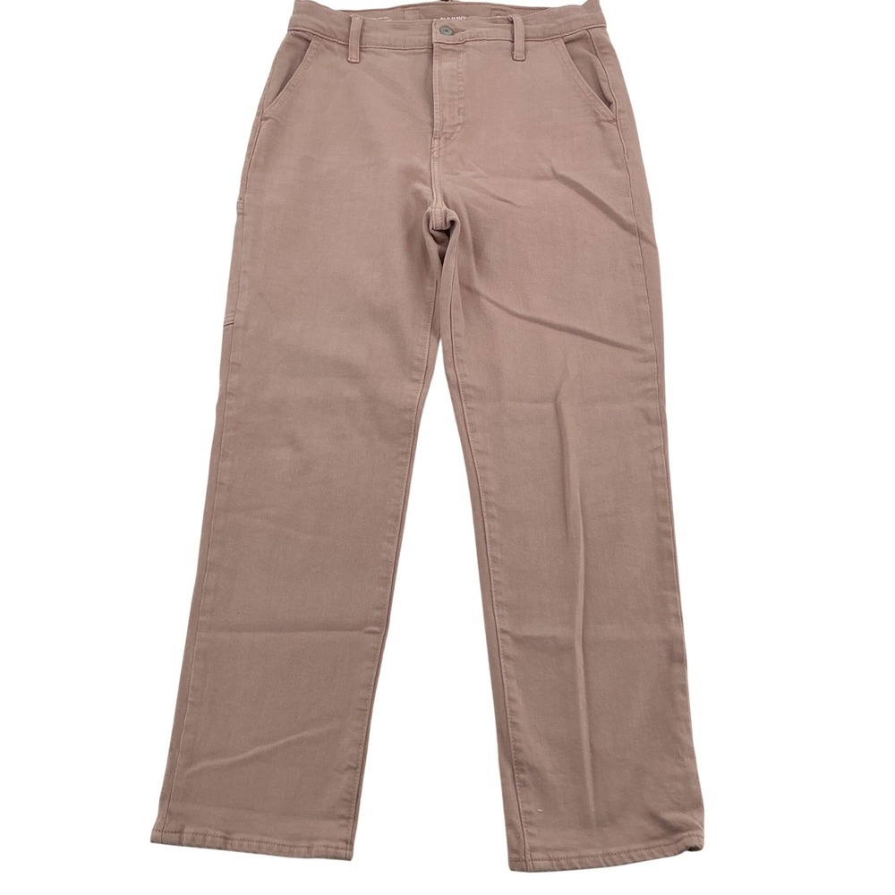 Old Navy Sky-Hi Straight Pants Women 6 Pink Pastelino Utility High Rise Modern